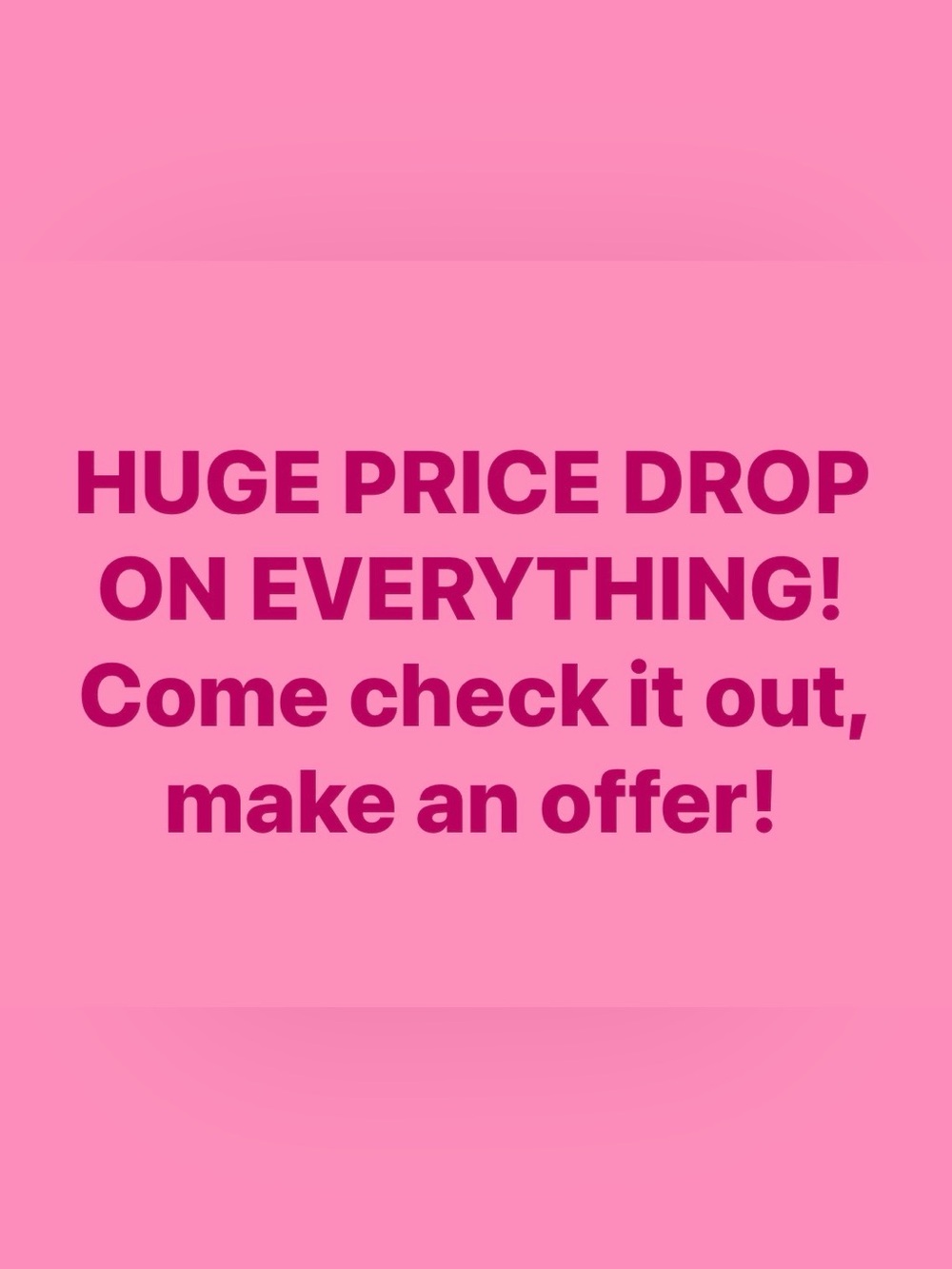 Pink Promotional Graphic - 'Huge Price Drop'
